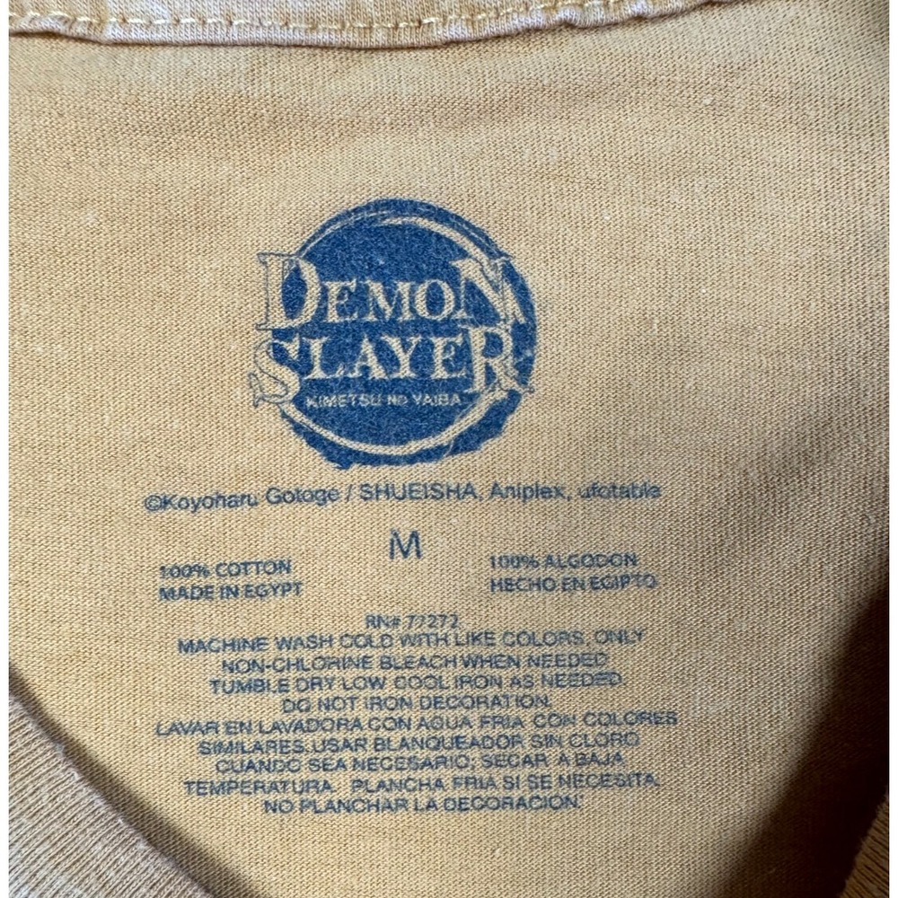 Mens DEMON SLAYER CORPS Zenitsu Agatsuma Golden Yellow T-Shirt All Cotton Sz Med - Picture 6 of 8